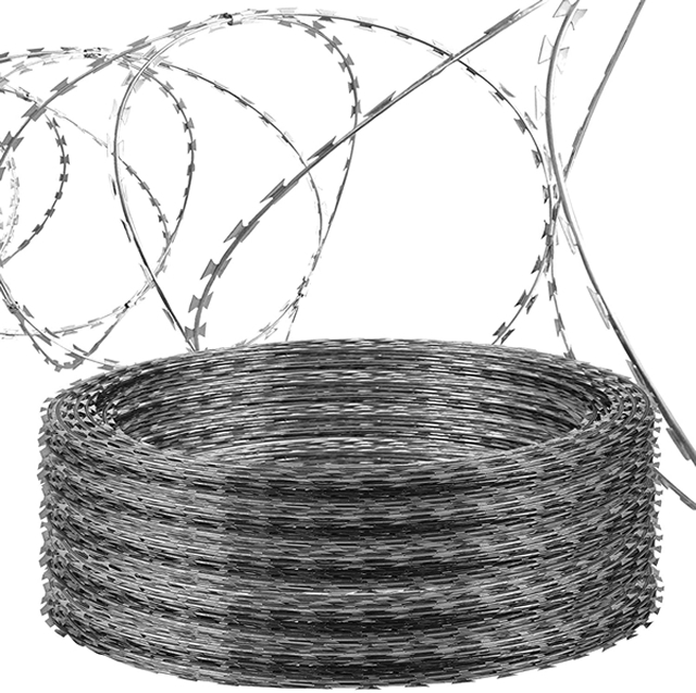 Hot dipped galvanized barbed wire mesh coils, in 75cm height and 15m length