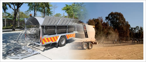 Towing Car for Carrying and Deploying Razor Wire Barriers