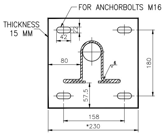 Foot Plate with Holes for Anchor Bolts