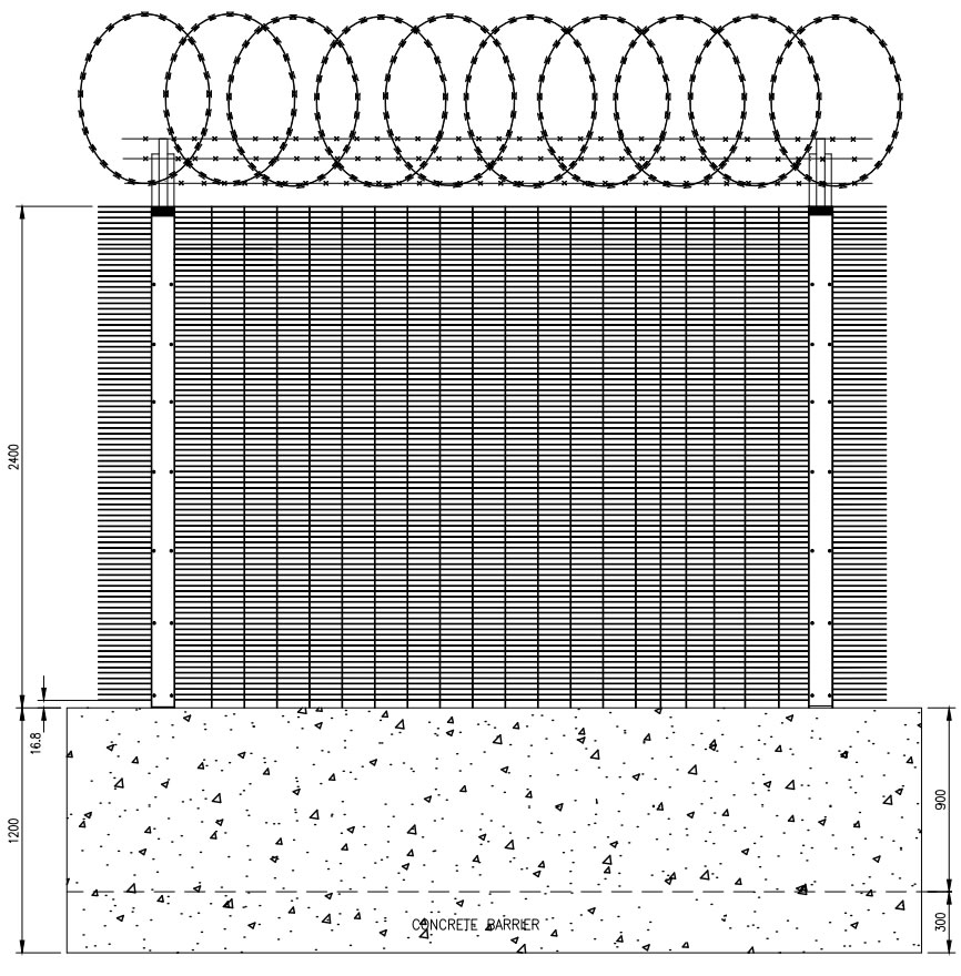 Anti Climbing Welded Mesh Security Fence with Concertina Tape Barbed Wire and Razor Wire