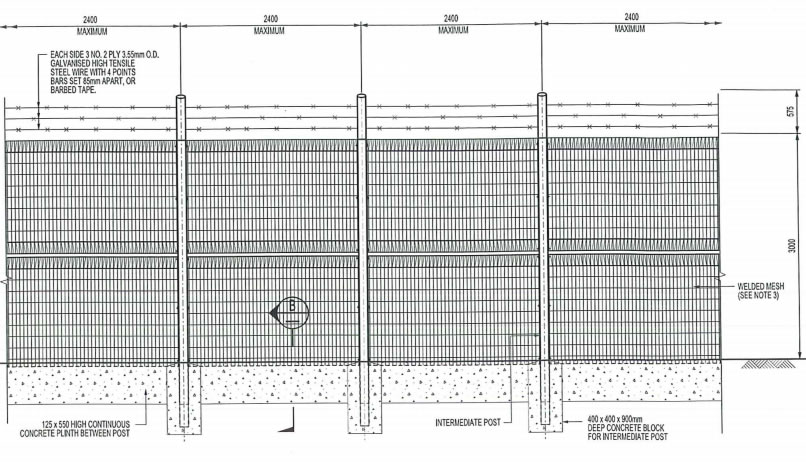 High Security Perimeter Fencing of Welded Mesh and Barbed Tape